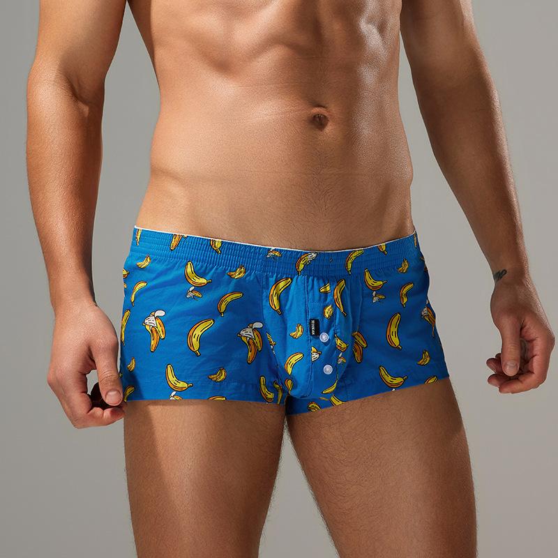 Calções de Cartoon Masculinos de Cintura Baixa Algodão Respirável Calças de Pijama para Casa Calções Finos Confortáveis Justos