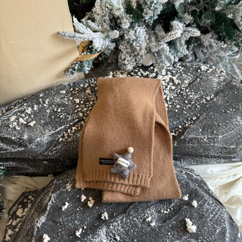 Red Christmas New Scarf For Children Student Winter Cute Cartoon Warm Thickened Knitted Scarves Girls Boys Scarf New Gift