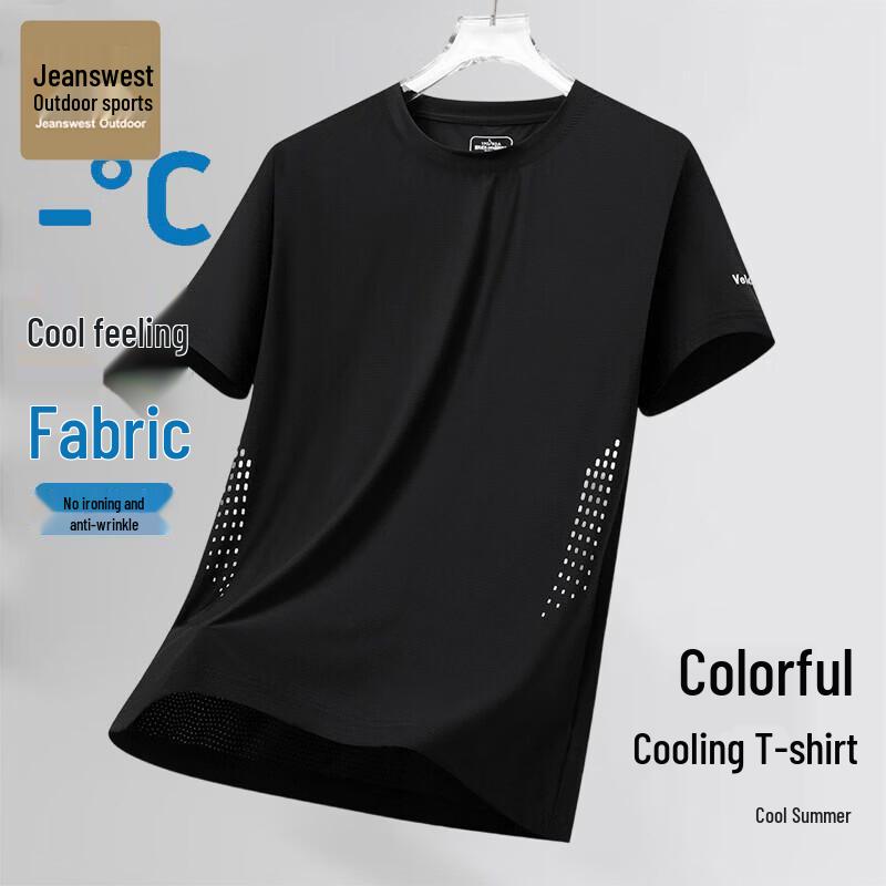 Jeanswest Outdoor Men s Quick-Dry Round Neck T-Shirt M чёрный