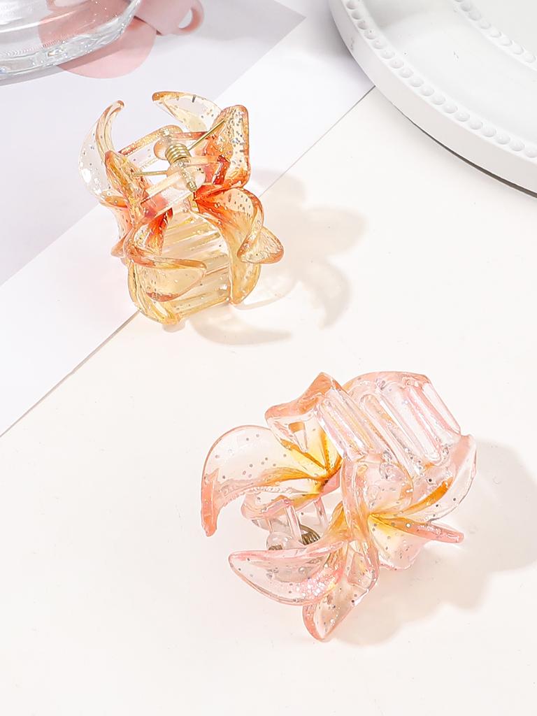 4pcs Small Jelly Color Flower Clip-Premium Feeling Sweet Style Shark Clip-Applicable to Summer Seaside Ladies Hair Clips Hair Ac