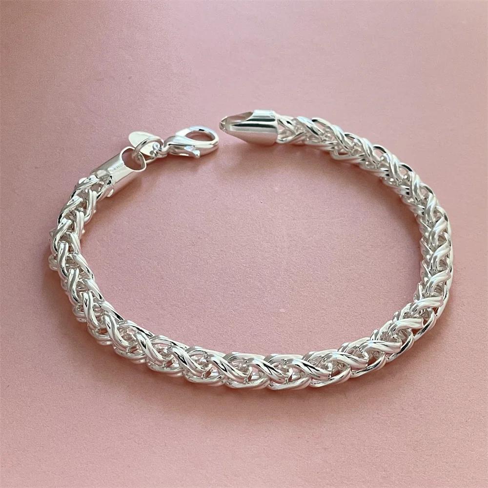 Fashion Jewelry 925 Sterling Silver Bracelet 6MM20CM Suitable for Women Fashion Wedding Party Gift Jewelry