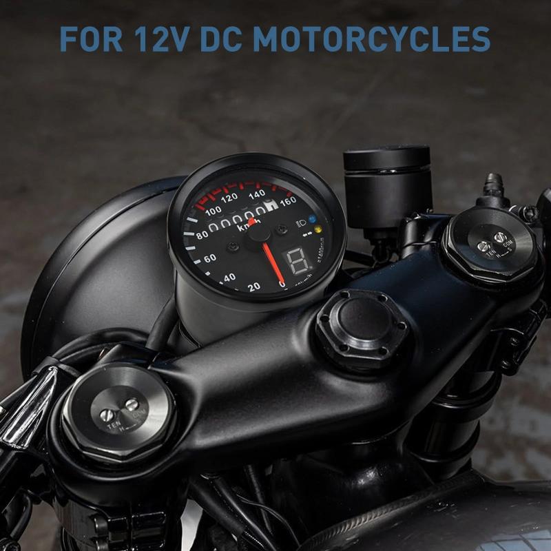 Motorcycle Universal Cafe Racer Speedometer Odometer Gauge Instrument With Led Indicator
