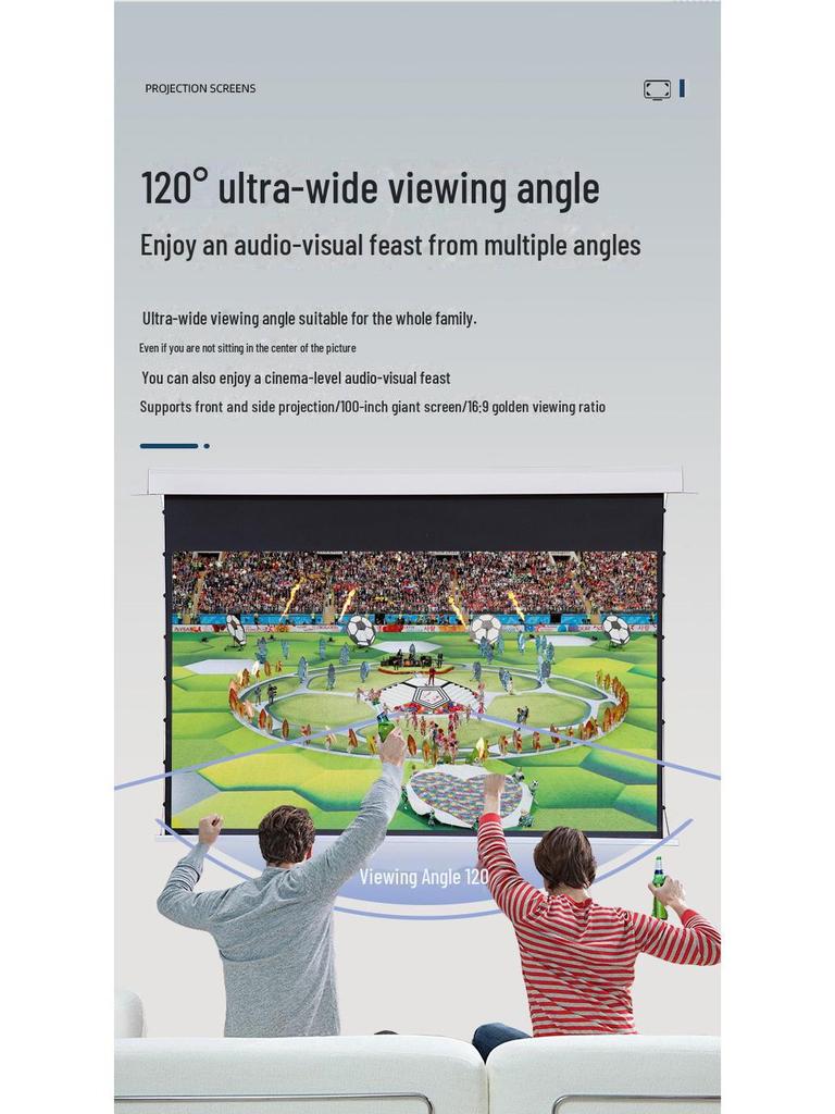 Concealed Ceiling Electric Lifting Projector Screen - High-Definition Pull-Wire Design