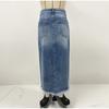 Denim Skirts Women Mid Length Skirt Slim Bodycon High Waist Button Pocket Streetwear Y2k Elegant Splice Blue Irregularity 2025