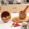 1 Set Garlic Mortar Eco-friendly High Durability Wood Manual Garlic Press Crusher Mortar Set