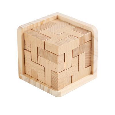 Magic Box T Shaped Puzzle Iq Logic Cube 3D Wooden Brain Teaser For Adults Kids Mind Challenge Intellectual Development Toys