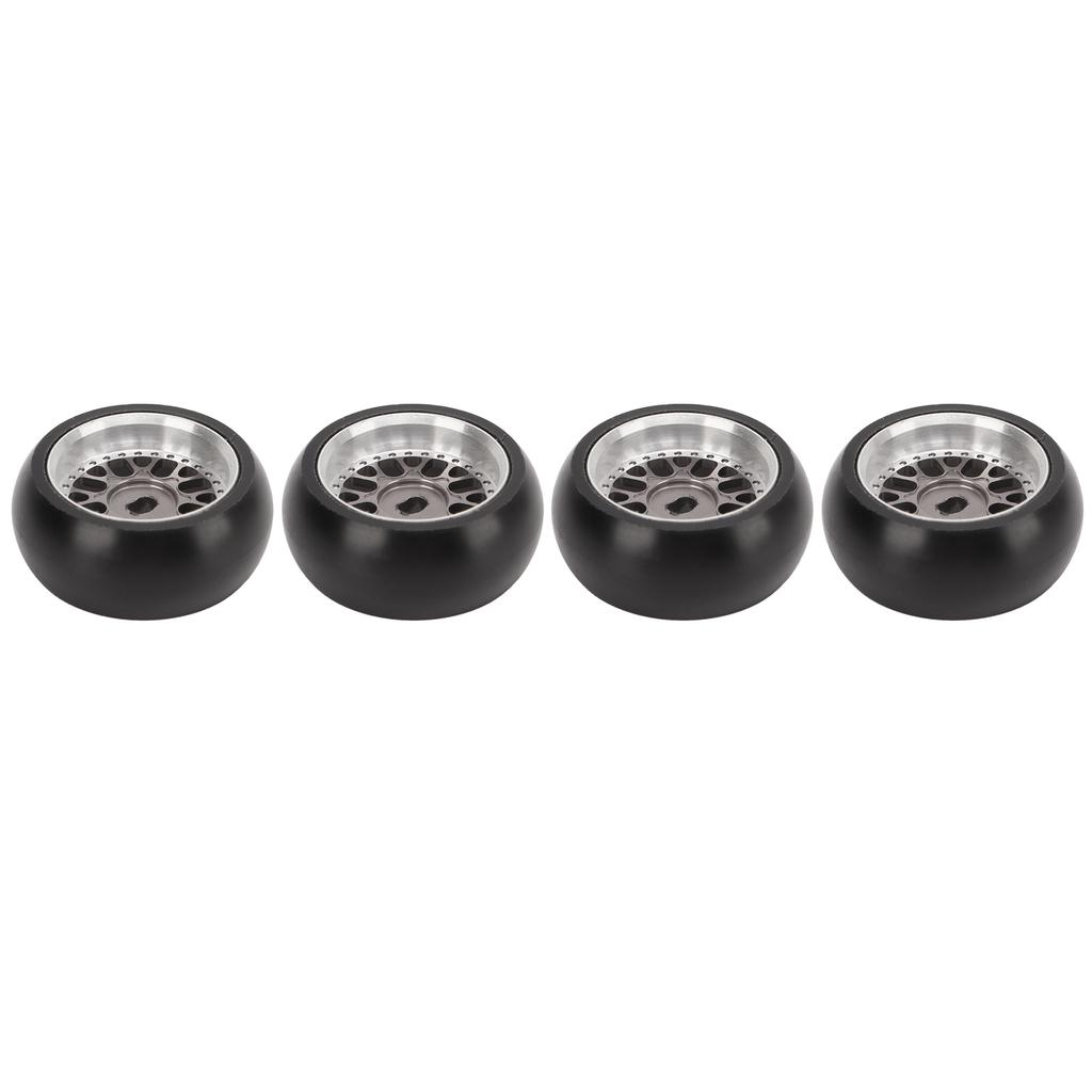 4pcs RC Drift Tire Aluminum Alloy Stable Flexible Drift Car Tyre for Wltoys 1 28 RC Car Titanium Color