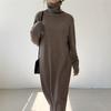 Casual Thicken Warm Women Knitted Dress Full Sleeve Loose Turtleneck Female Sweater Dresses Autumn Winter Vestidos