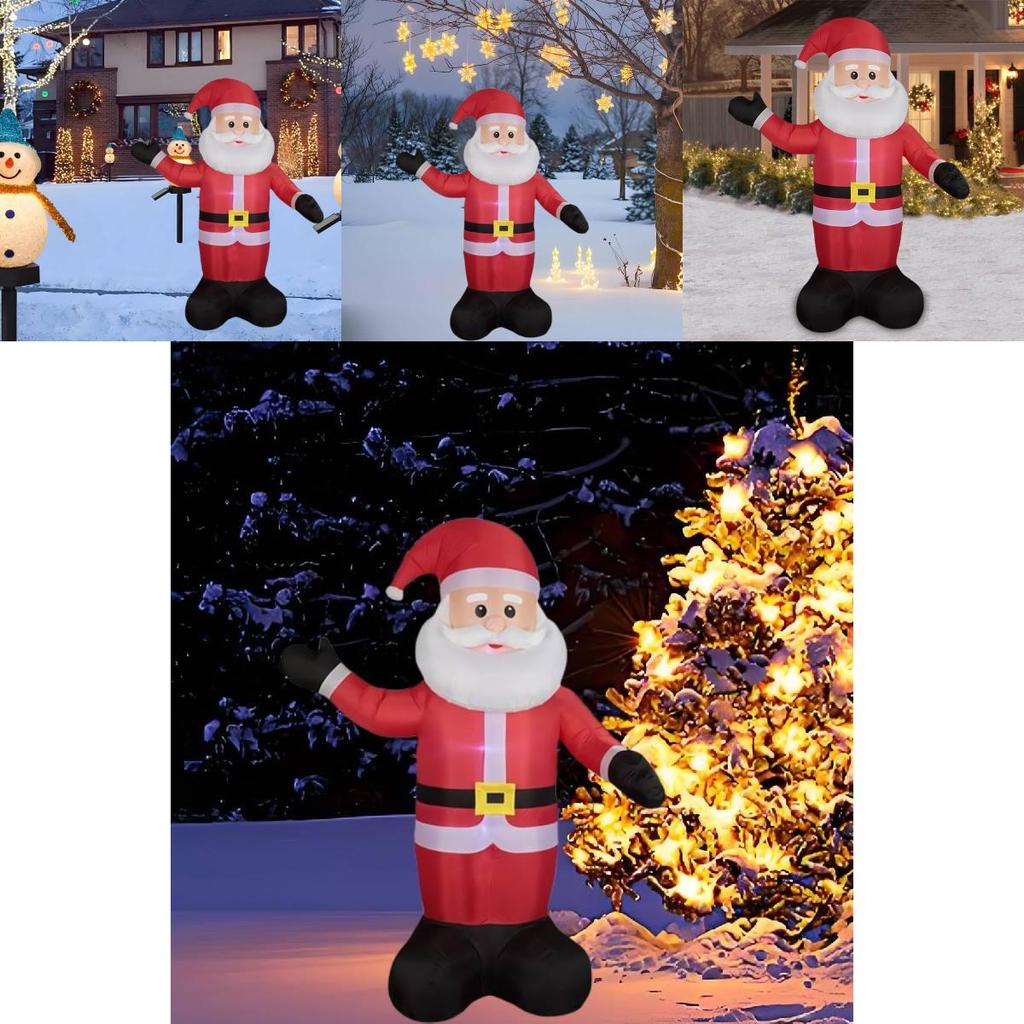 Moș Crăciun gonflabil colorat cu lumini LED pentru decor festiv de sărbători în curtea exterioară