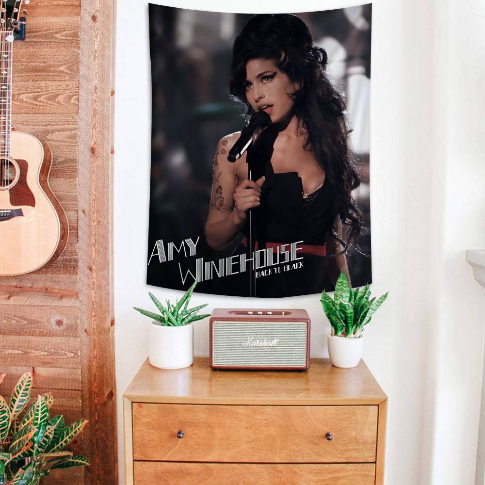 Famous Music Singer Amy Winehouse Classic Vintage Printed Large Wall Tapestry Wall Hanging Decoration Household Decor Blanket