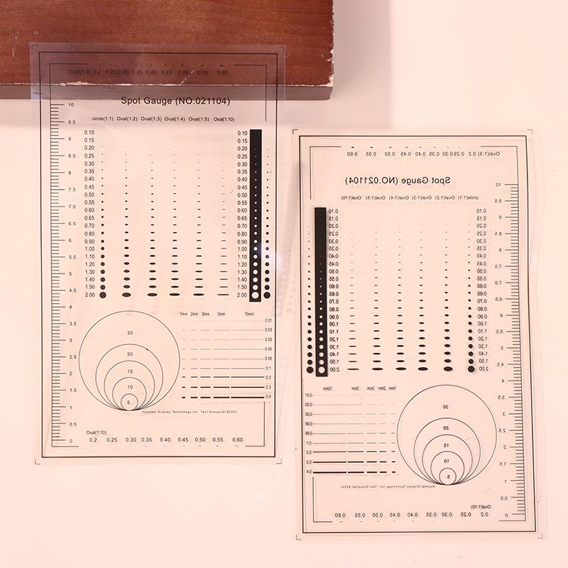 1/2Pcs Spot Gauge Comparison Card Ruler Point Dot Line Gauge Scratched Area Circle Ellipse Diameter Width Thickness Micrometer