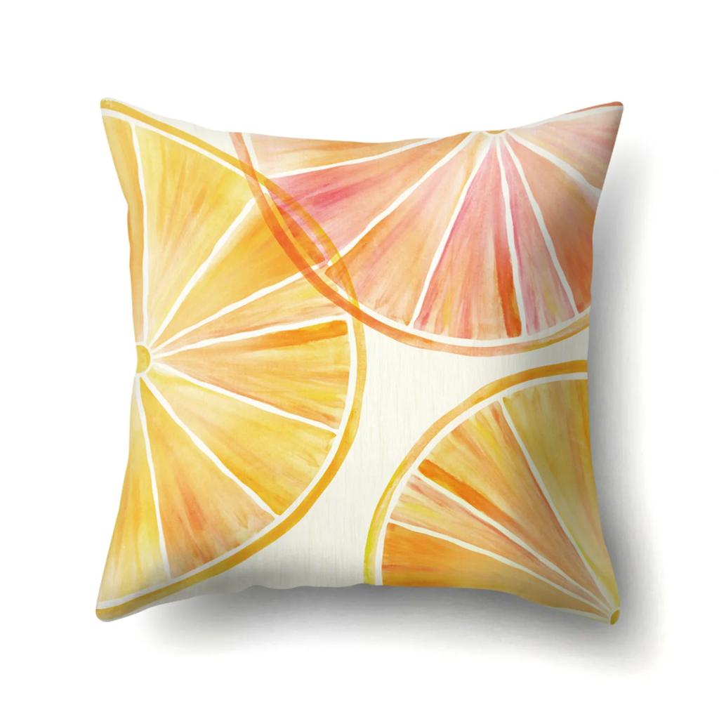 Dekorativer Kissenbezug mit Wassermelonen-Erdbeer-Kiwi-Zitronen-Motiv, Obstmuster, Kissenbezug, Heimdekoration für Sofa, Bett, Wohnzimmer, 45 x 45 cm