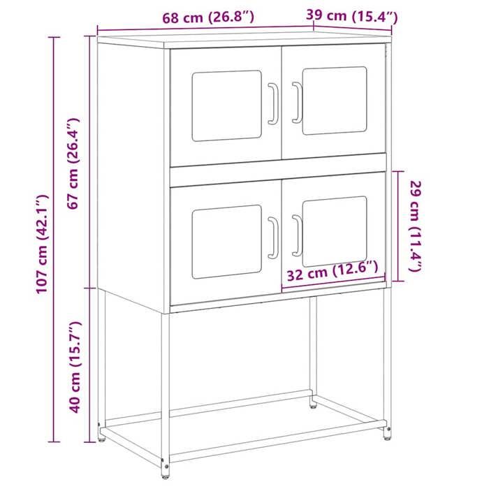 VidaXL Highboard Pink 68x39x107 Cm Steel 853345