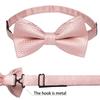 Men's Pre-tied Bow Tie Silk Pink Woven Bowtie Cufflinks Hanky Set for Wedding Party Man Suit Accessories