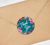Darling Souvenir Round 45 Pcs Floral & Vines Border Black Thank You Stickers Envelope Seal-1.6