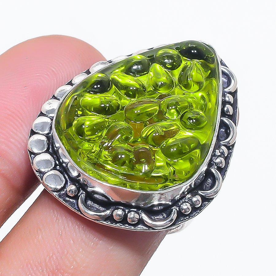 Moldavite Quartz Gemstone 925 Sterling Silver Jewelry Ring Size 6.5