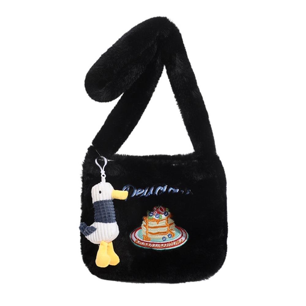 Dojíždění Plyšová Taška přes Rameno Roztomilá Taška do Podpaží Měkká Donut Vyšívaná Crossbody Taška Dámská