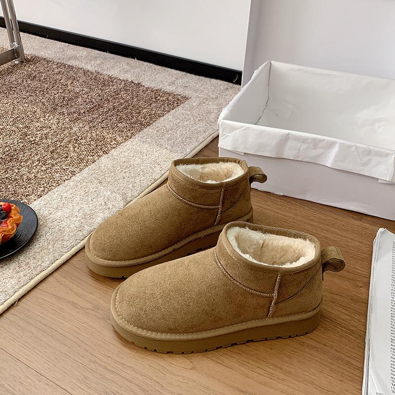 

Women s Large Size Soft Sole Heightening Winter Warm One Foot Stirrup Fur One Anti-slip Snow Boots Plush Lined Ankle Boots Outdoor Sports Cotton Boots 40