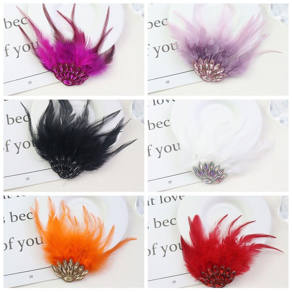 Gothic Style Rhinestone Feather Brooch Handmade Shoulder Strap Boutonnieres Flowers Dance Costume