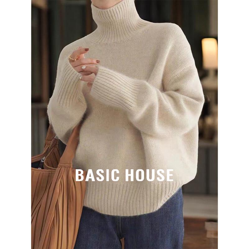 Basic House Women s 100% Wool High-Neck Sweater S