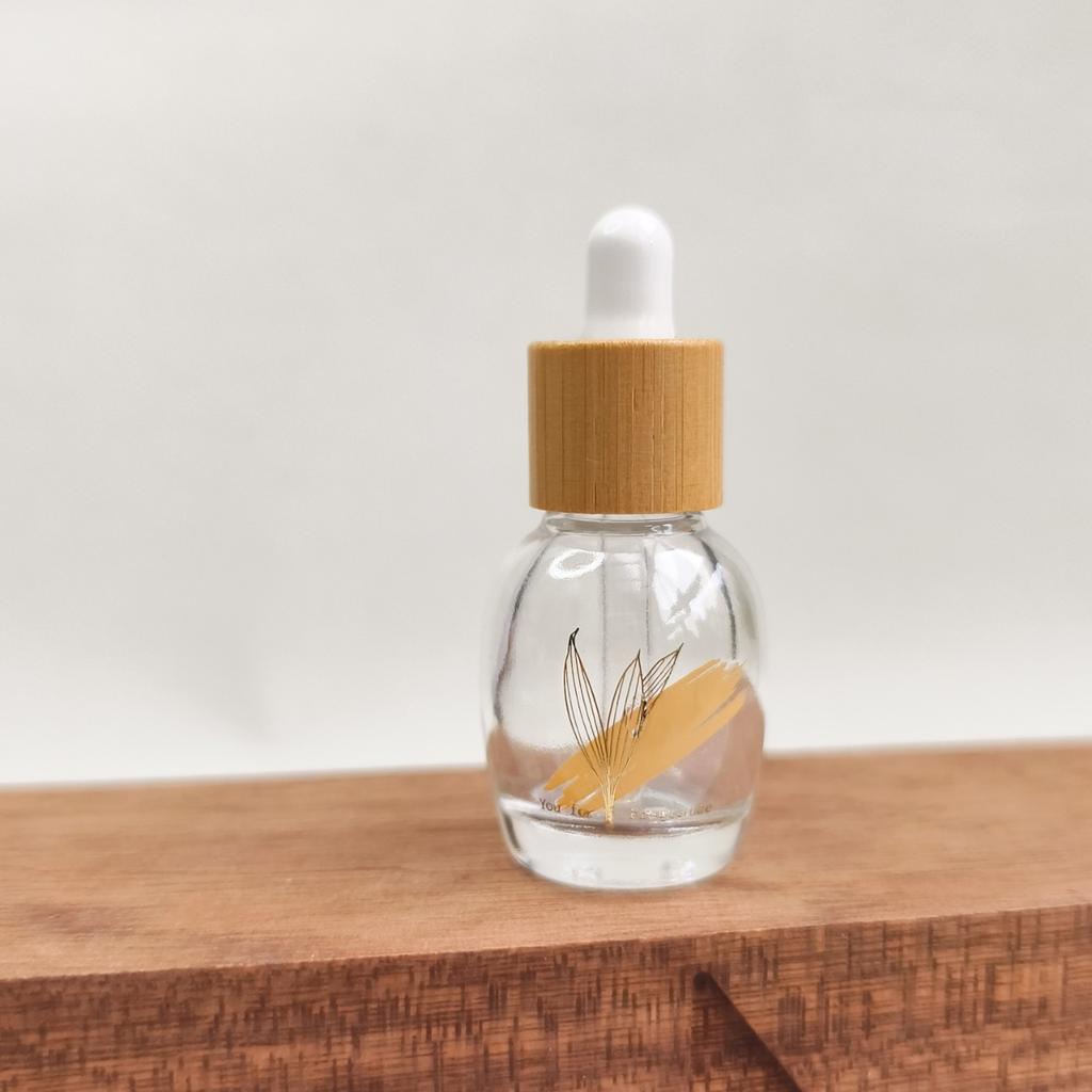 10ml Glass Dropper Bottle with Bamboo Lid, Refillable Essential Oil Container