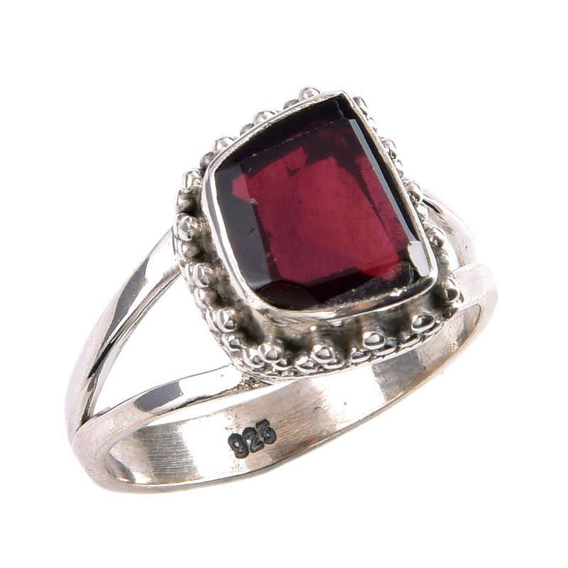 Pierre précieuse Grenat Naturel Fait Main Argent Massif 925 Cadeau Bijou Bague Taille 7 f7v44