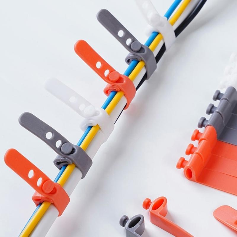 10Pcs Cable Organizer Silica Data Line Cable Straps Electrical Wires Fixed Cable Organizer Earphone Cable 3 Holes Cord Winder