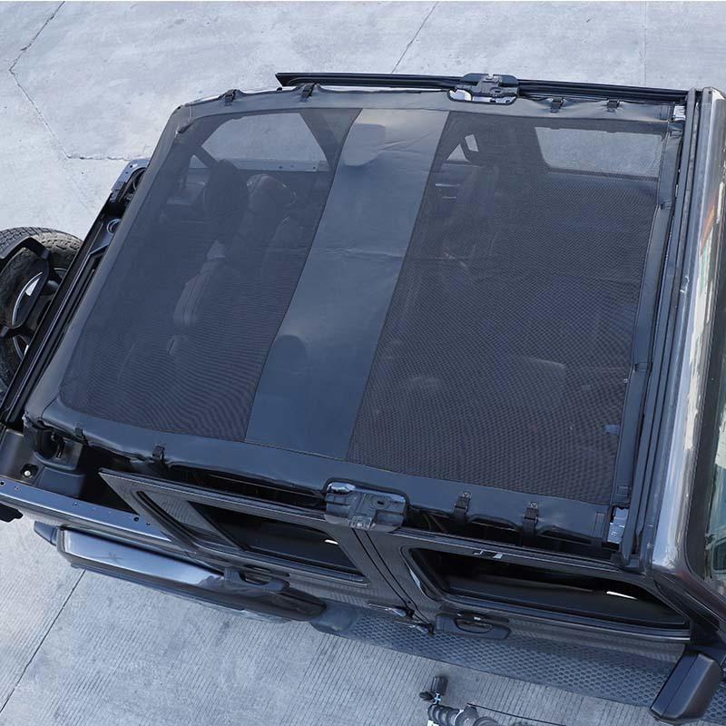 Sunshade Full Mesh Shade Top Anti-UV Leateher Top Cover for Jeep Wrangler JL 2018 Up  4-Door Version Provide UV Protection Car Accessories