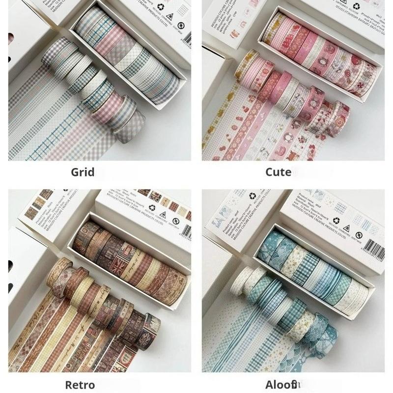10pcs Retro Simple and Paper Tape for Diy Decoration Diary Clippings Handicrafts Gift Packaging Birthday Gifts Student Supplies