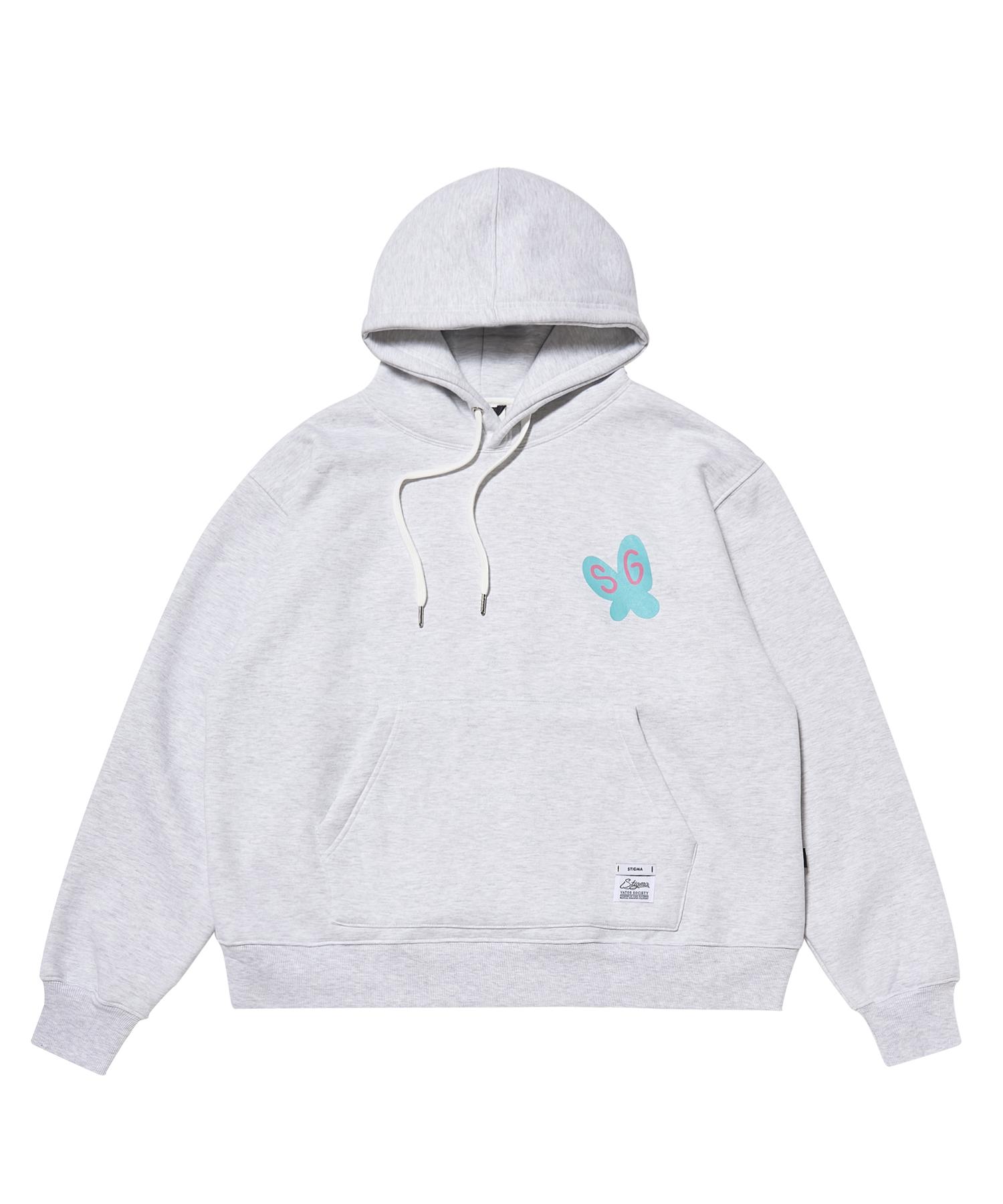 Худи оверсайз  Цветок стигмы  Белый меланж White Melange/M