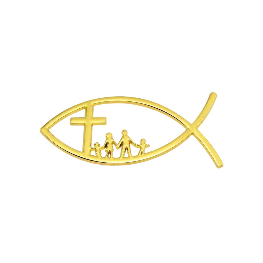 Christian Cross Fish Emblem Sticker 3D Car Jesus Fish Decal Sticker for Car Window Bumper Automotive Jesus Fish Badge