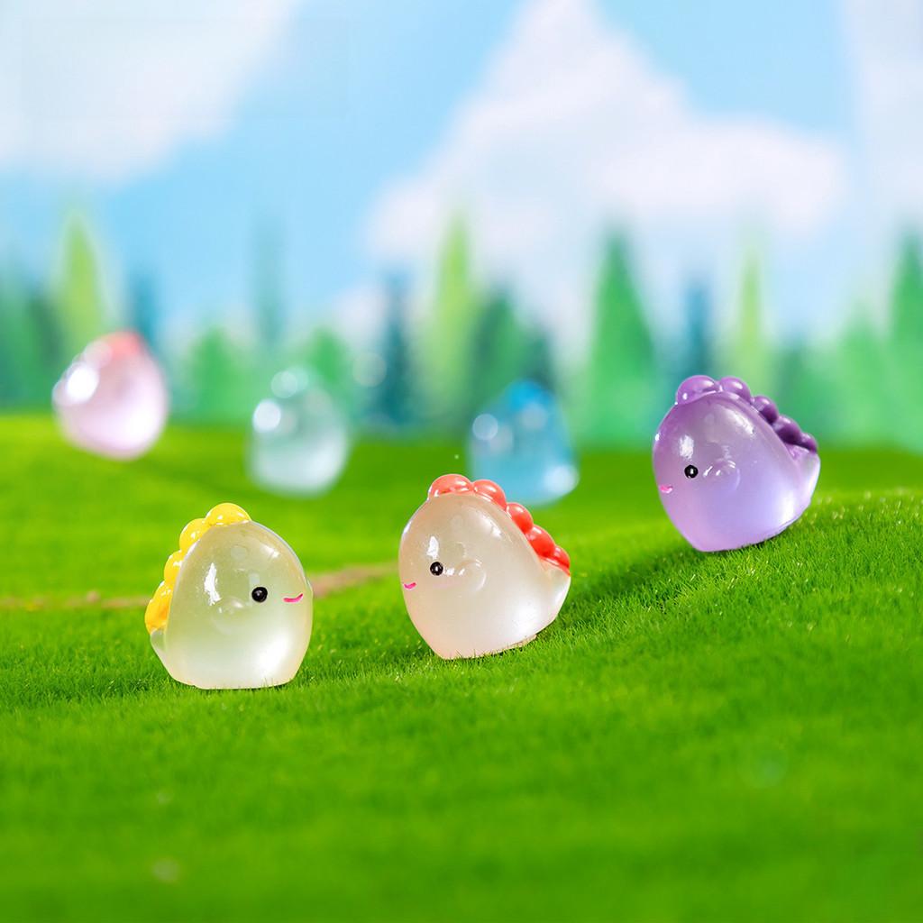 Colorful Luminous Dinosaur Miniatures Cute Resin Plastic Garden Accessories