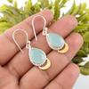 Aqua Chalcedony Gemstone 925 Sterling Silver Jewelry Handcrafted Earrings 1.5" EE-162-16