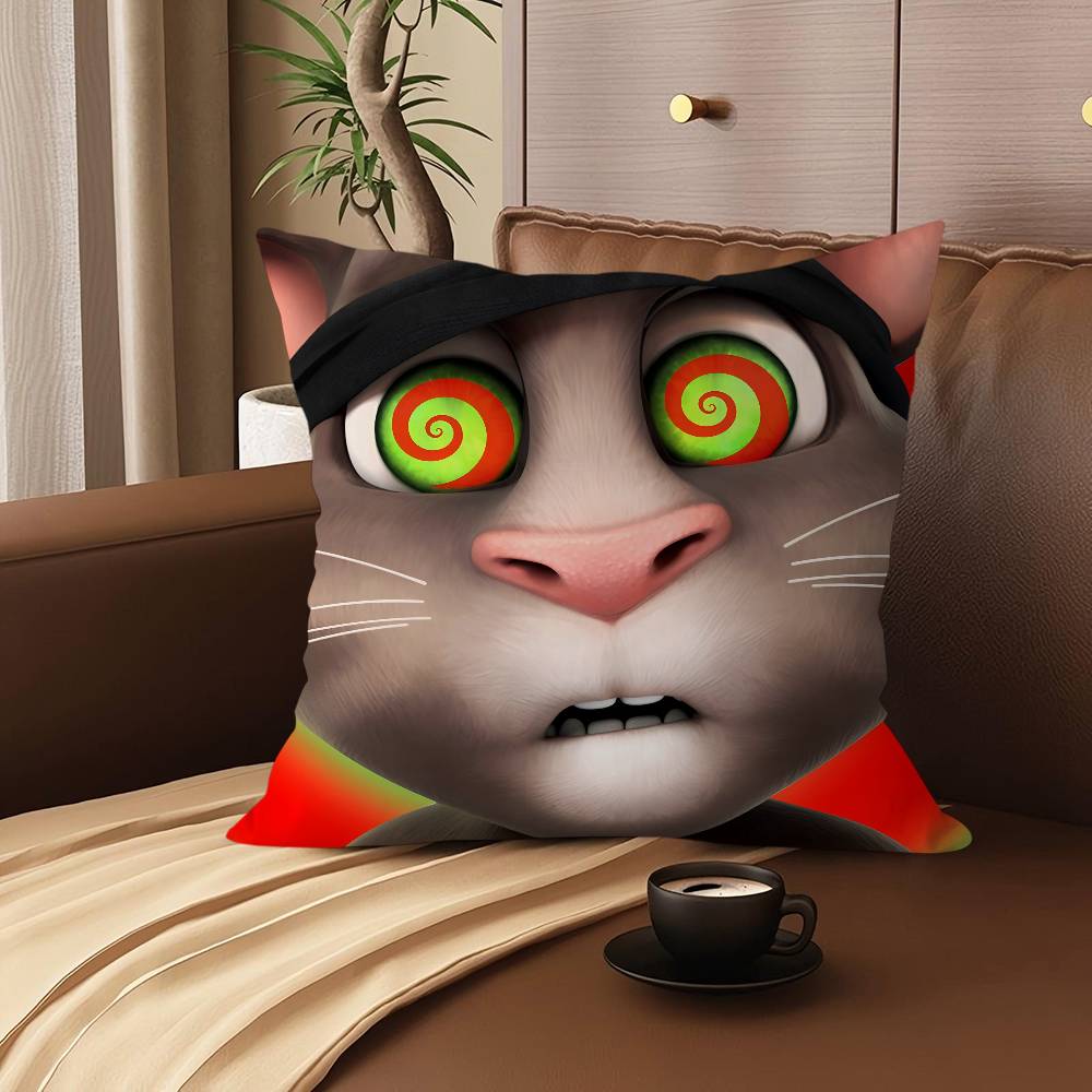 

Talking T-Tom Cat Cushion Cover Inches Farmhouse Decor Home Throw Pillow Covers For Couch Decorations 12x12Inch