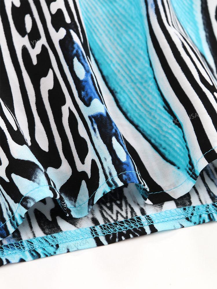 EDOLYNSA Bedruckte türkische Robe mit Fledermausärmeln, Sommer-Tunika, Plus-Size-Bademode, Cover-Up für Damen-Bademode, blaue Kaftan-Kleider, Q1415