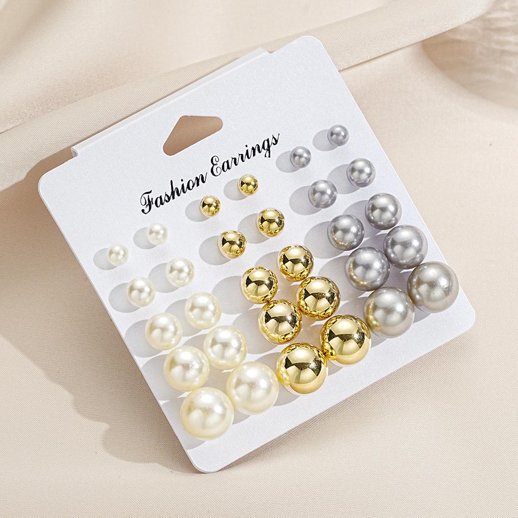 IF ME 15pairs/set   Circular Stud Earrings Set for Woman Hypoallergenic  Silver Earring Accessories Jewelry
