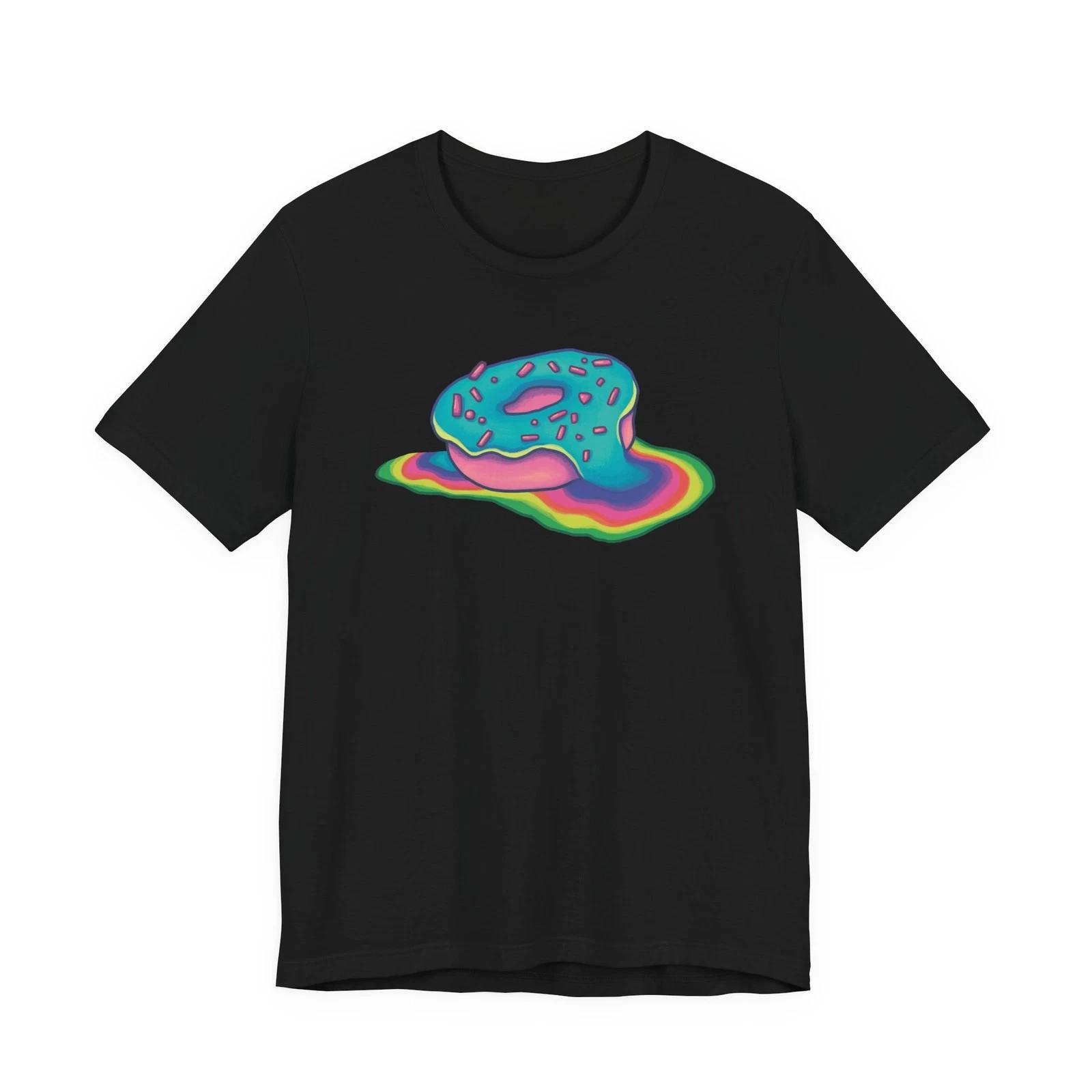 Trippy Psychedelic Melting Dripping Rainbow Pastel Donut Shirt | Donut Shirt XL