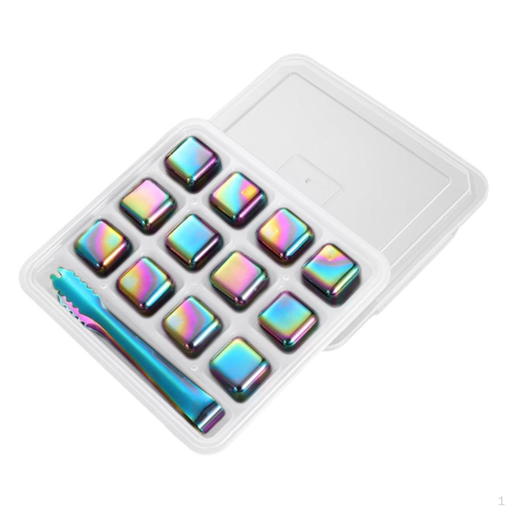 Sada prémiových kostek na chlazení nápojů z nerezové oceli s táckem - ideální na whisky, koktejly a