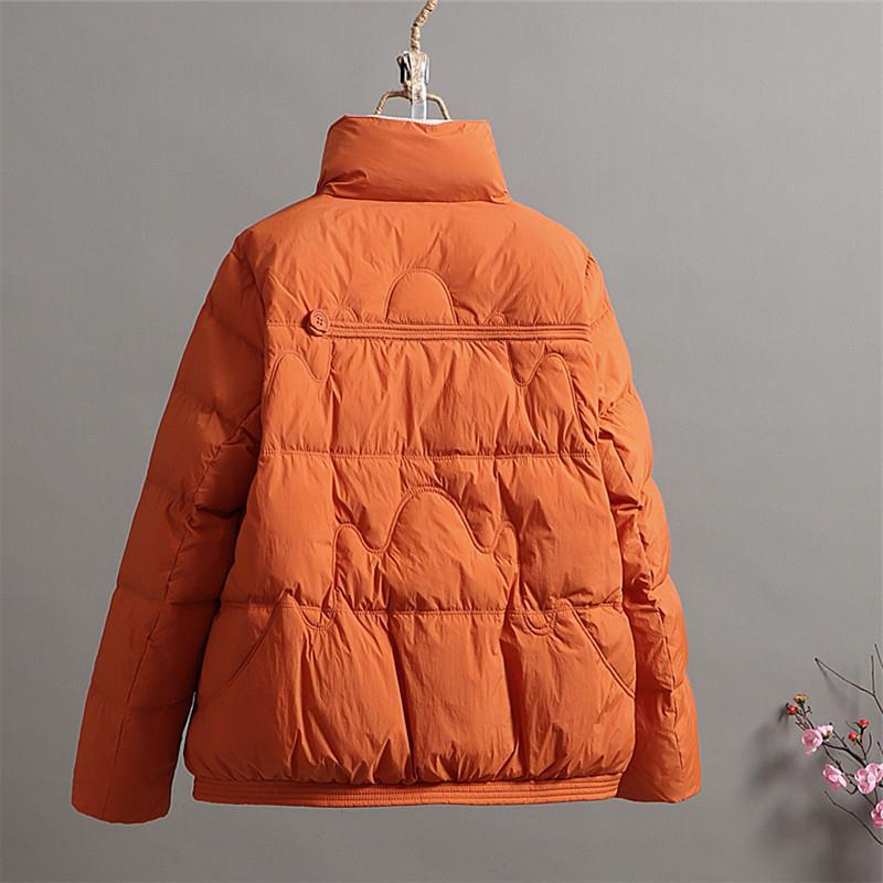 Winter new literary high-end light and thin down jacket women's short stand-up collar white duck down small loose coat