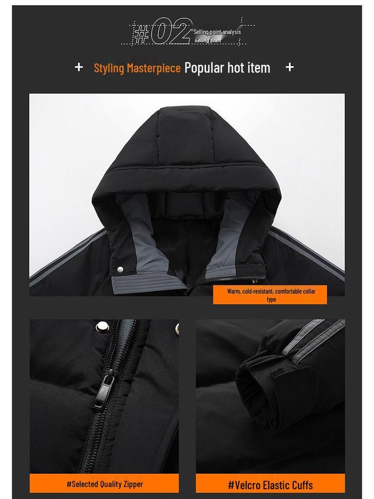 Men's 2025 Winter Hooded Cotton Jacket - Trendy, Thickened, Short Style