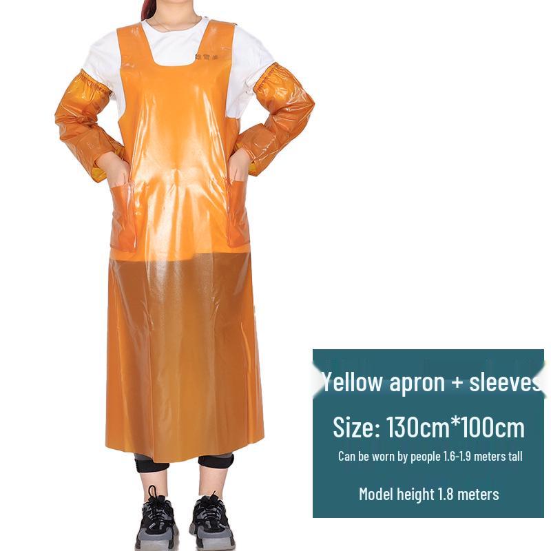 Extended Waterproof & Oil-Resistant Work Apron for Aquatic Product Slaughter