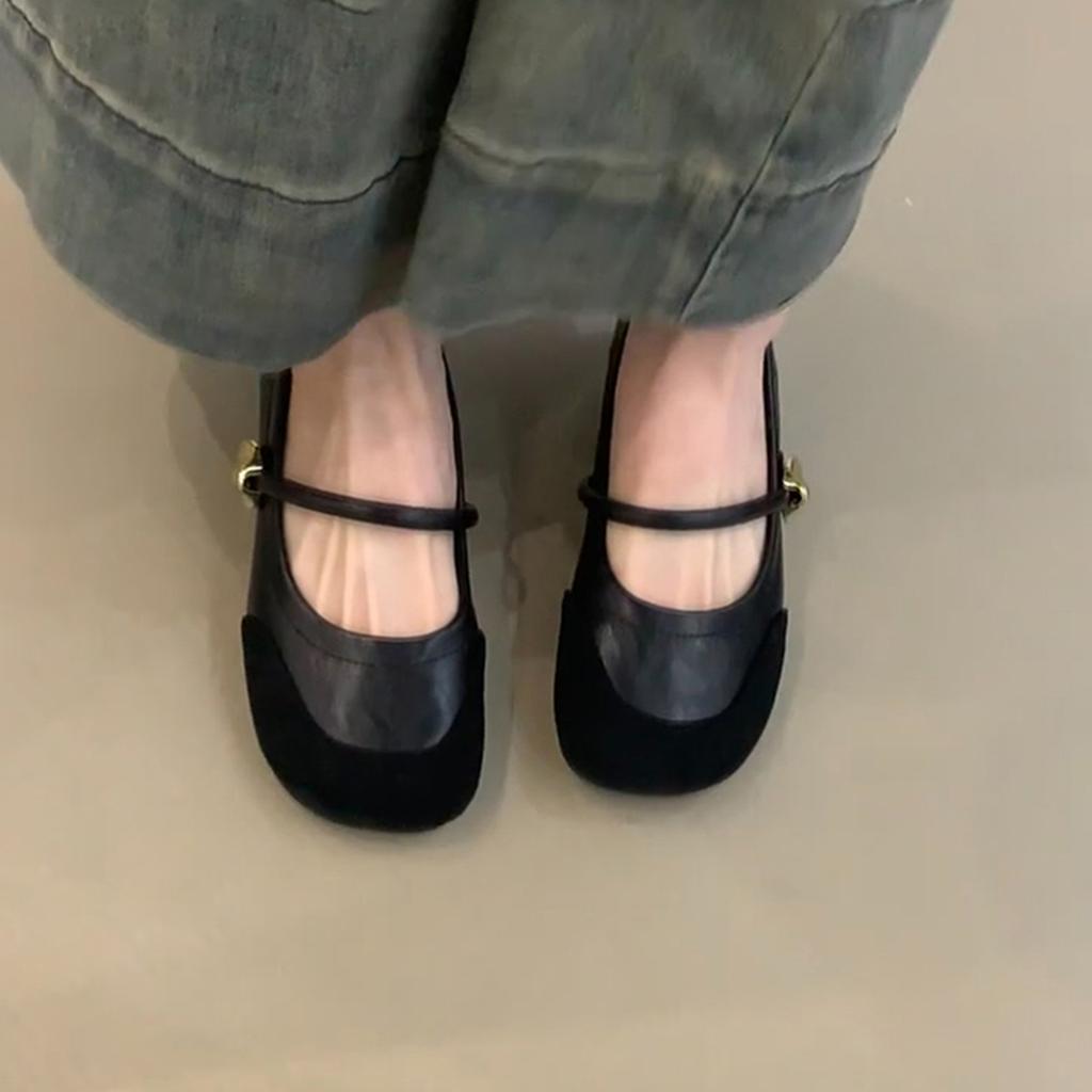 Retro Oma Schuhe Damen Wort mit runder Spitze Mary Jane Schuhe vielseitige innen höhenverstärkende Einzelschuhe