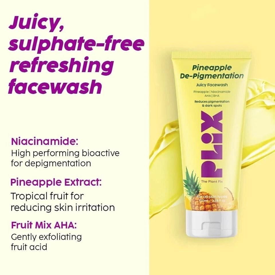 PLIX - THE PLANT FIX 5% Pineapple Foaming Face Wash And Serum Combo 100gm + 30ML