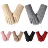 Winter touch screen gloves adult women's knitted gloves piled thickened cold-proof cycling warm gloves