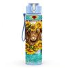 1PC Sunflower Highland Cow Farm Print 750ml Color Plastic Sports Water Bottle Leakproof Flip Straw Lid Suitable for Sports Office Home Use