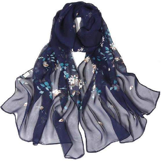 Pokeedioty Scarfs for Women Lightweight Fashion Floral Pattern Sheer Scarfs Shawl Wrap Scarves