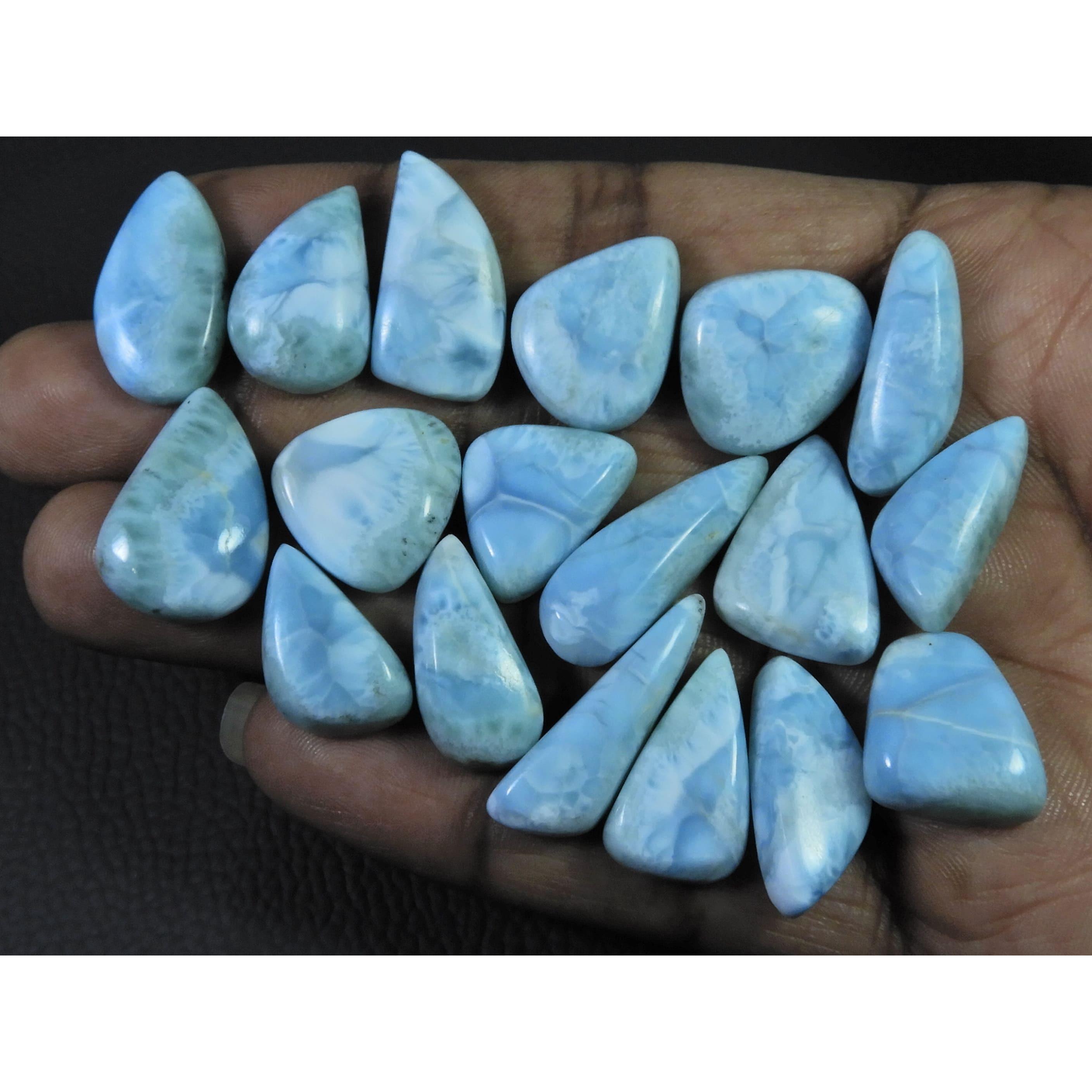 

251Cts. Natural Larimar Pectolite Fancy Cabochon Loose Gemstone 18 Pcs Lot C-834