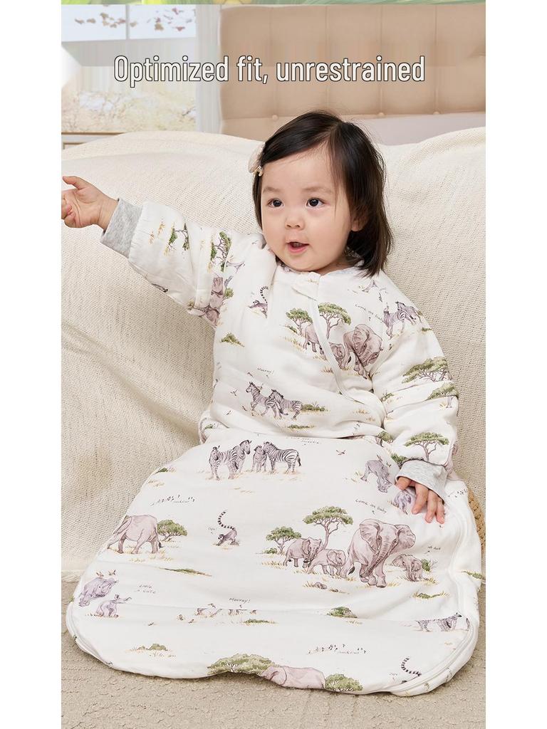 Xiaoan Dan Baby Sleeping Bag: Autumn/Winter Bamboo-Cotton Quilted Anti-Kick One-Piece Leg Wrap