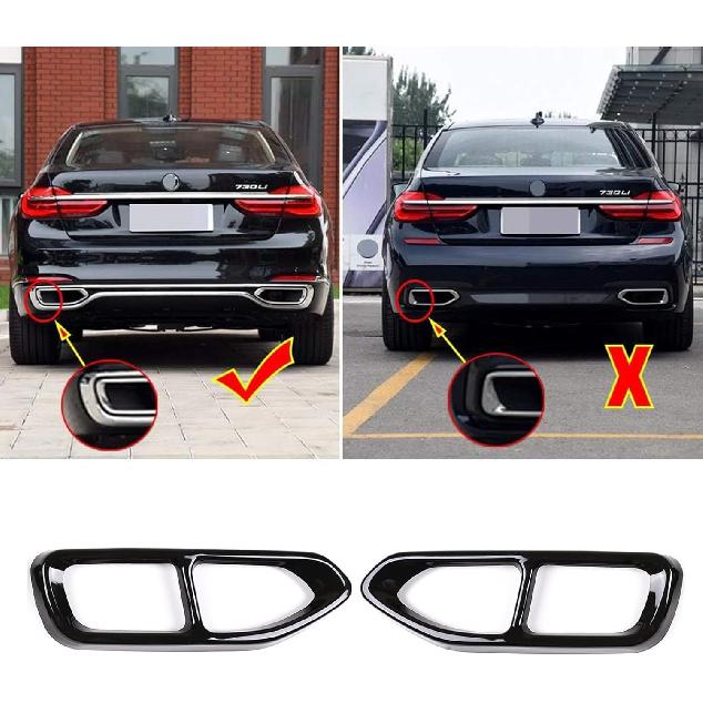 304 Stainless Steel Car Exhaust Tail Pipe Cover Trim For For BMW 7 Series G11 G12 730 740 750i 2016 2017 2018 (black)