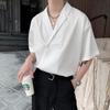 Stylish Men's Korean Short-Sleeved Luxury Drape Suit Collar Shirt for Hair Stylists